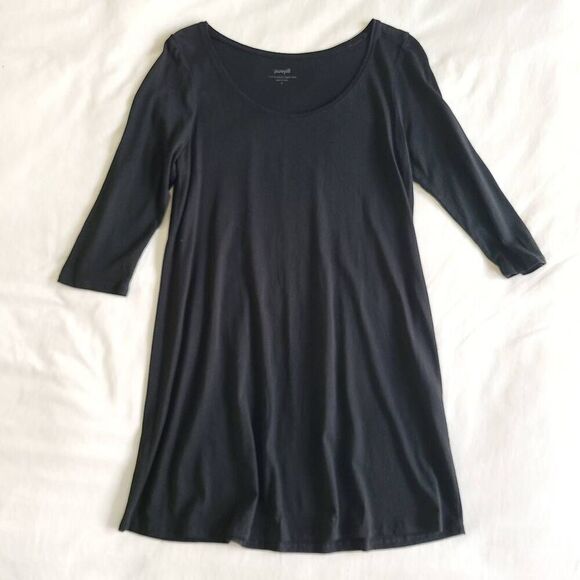Pure Jill Tunic Mini Dress Womens Small Black Long Ballet-Sleeve Scoop Neck - Picture 1 of 5
